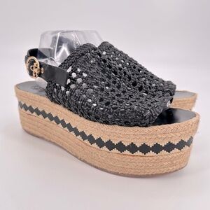 Tory Burch Dandy Chunky Platform Woven Espadrilles Sandals Size 11